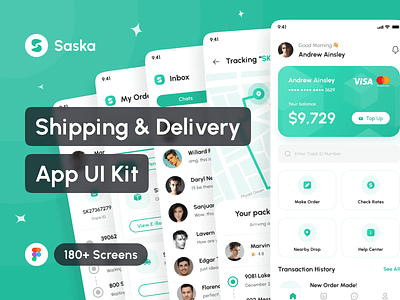 Saska - Shipping & Delivery App UI Kit app app design application courier app delivery app design design system interface mobile mockup package delivery app package tracking app parcel delivery app portfolio project shipping app ui ui design ui kit uiux