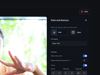 Polls & Quizzes - 100ms app design developers live streaming poll quiz sdk ui video conferencing