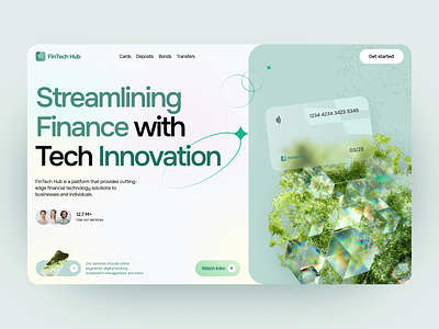 Fintech Landing Page Website Design 3d 3d element 3d ui branding crypto fin tech finance fintech graphic design hightech hime landing landingpage layout money science text typo typography website