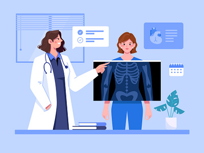 Health Check body body checkup cardiopulmonary examination character check clinic ct diagnosis doctor doctor patient female doctor health health check inquiry interpretation medical orthopedics patinet physical examination skeleton