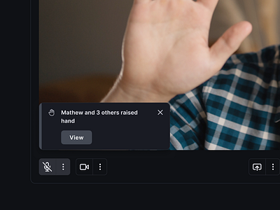 Raise Hand Notification - 100ms app design design developers google meet live streaming sdk ui video conferencing zoom