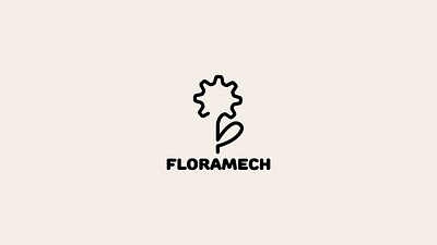 FLORAMECH black blossom branding creative design flora flower gear graphic design handmade illustration line logo logofolio mech modern nature portfolio tech vector
