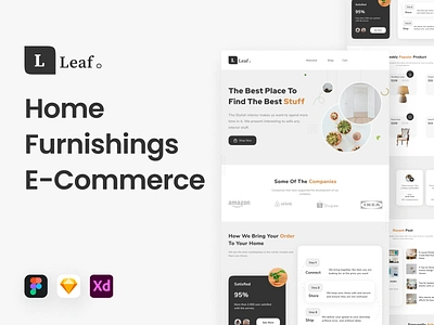 Leaf - Home Furnishings E-Commerce appliance e commerce furnishing furniture grey home landing page minimal responsive responsive mobile template ui design ui kit ux design web design website template