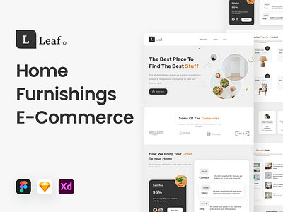 Leaf - Home Furnishings E-Commerce appliance e commerce furnishing furniture grey home landing page minimal responsive responsive mobile template ui design ui kit ux design web design website template