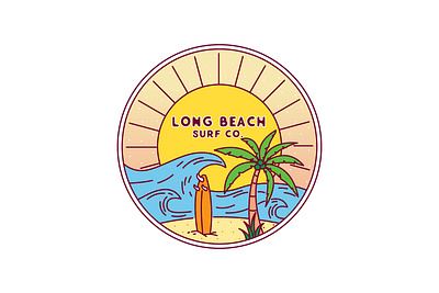Long Beach Surf Co. adventure apparel badge beach brand brand design brand identity branding design illustration label landscape line line art logo logo design logo type logos monoline vector