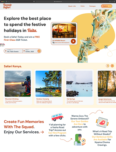 Let's go on vacation/safari landing page - 2021 branding color design graphic design illustration landing page typography ui ux web
