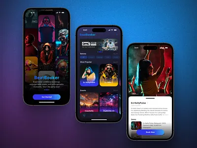 DJ Booking App Concept app design artist booking booking booking app design booking dj concert concert booking design dj interface ios mobile mobile app music nightclub party product design ui ui visual design ux