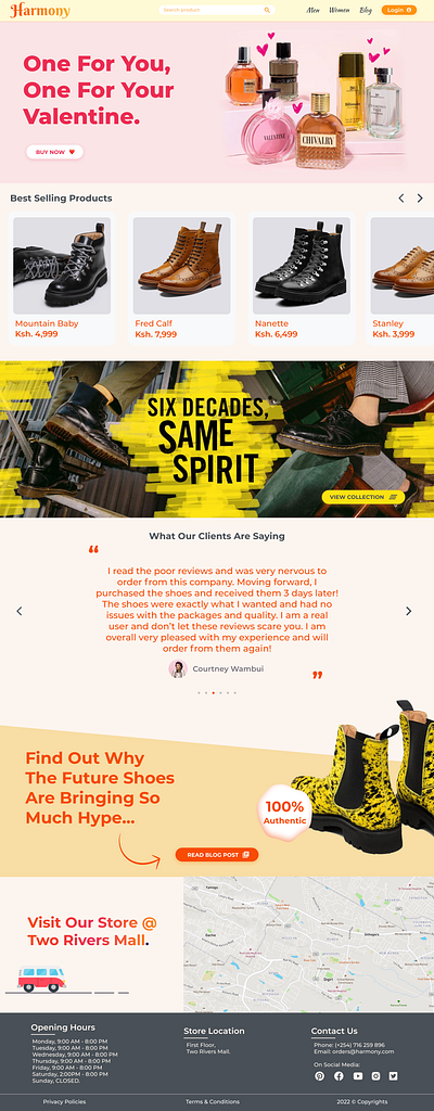 Harmony E-Commerce Store branding color design e commerce ecommerce landing page testimonials typography ui ux web