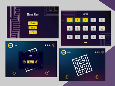 Game design fun game game design game ui graphic graphic design illustration maze minimal purple ui