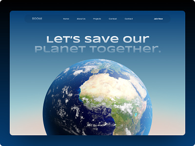 Save Planet Hero Section blue clean design earth figma hero section minimal planet website ui ux website