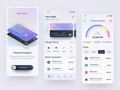 Easy Bank | Online Bank app banking branding budget app clean creative design finance app fintech light interface minimal mobile app new online bank popular ui ux