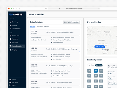 Bus Ticketing System Route Schedules Dashboard - Exploration booking bus booking buy ticket dashboard web data data visualization map product design schedule seat ticket travel website