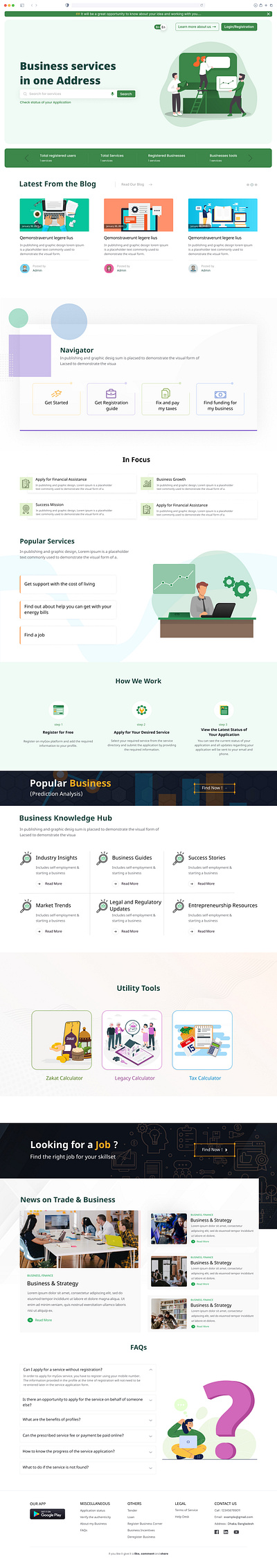business services website design landing page typography ui ux