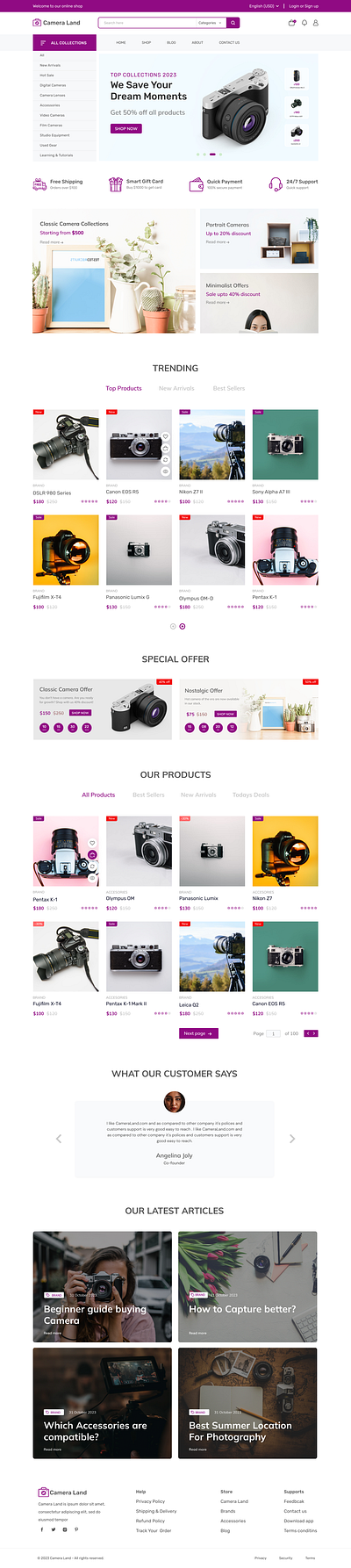 Camera e-commerce shop e commerce shop ui