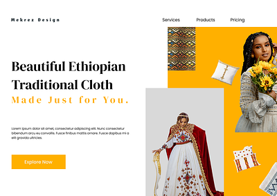 #DailyUI Day 3 Landing Page 3d artistic beautiful branding bright creative culture design elegant ethiopia fashion gold graphic design inspiration landing page simple store ui yellow