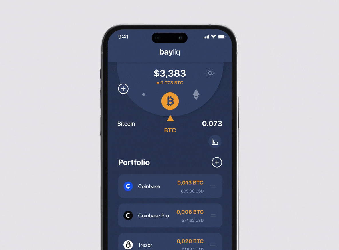Bayliq - home screen animation animation app application crypto crypto tracker finance flat flat ui ios ios app iphone mobile motion graphics saas software ui