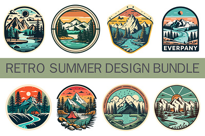 Retro Summer Design Bundle hand