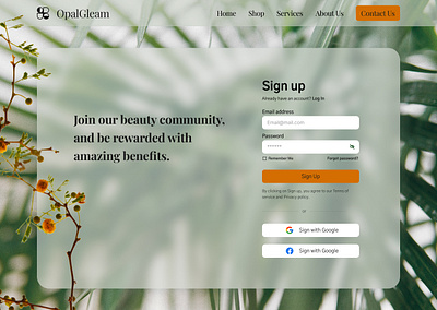 Create account - Sign-Up Page cosmetics sign up ui ux website