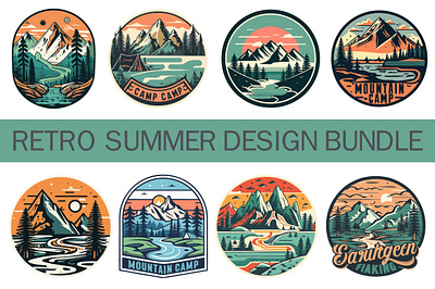 Retro Summer Design Bundle hand