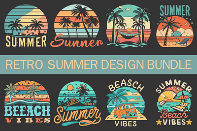 Retro Summer Design Bundle hand
