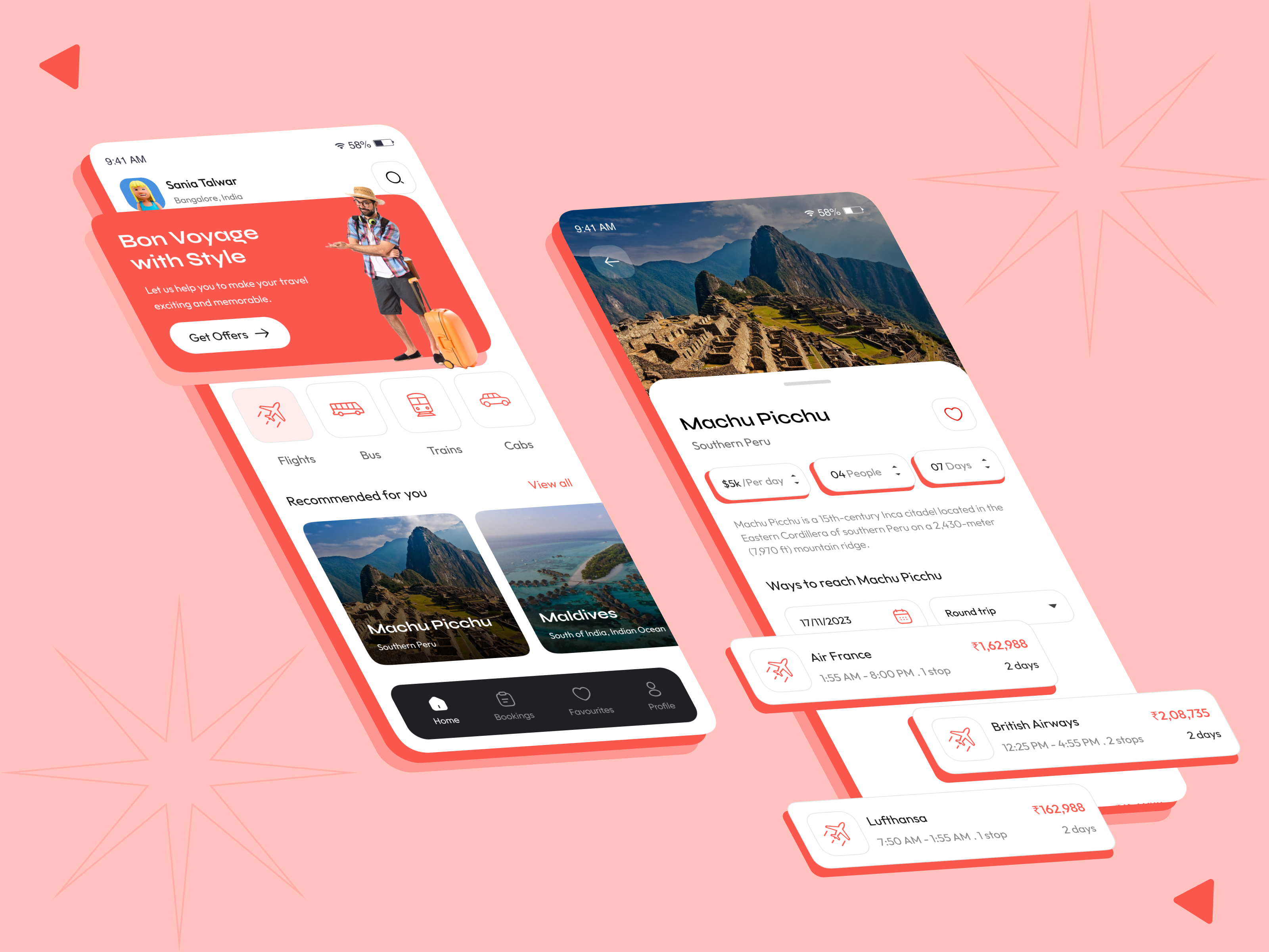 Travel App aesthetic app branding cards design design studio figma illustration logo mountains price saas studiolama travelapp ui user experience