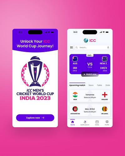 ICC cricket world cup app app cricket cricketapp exerciseapp iccworldcup lightmodeapp sports sportsapp uiapp uxapp worldcup