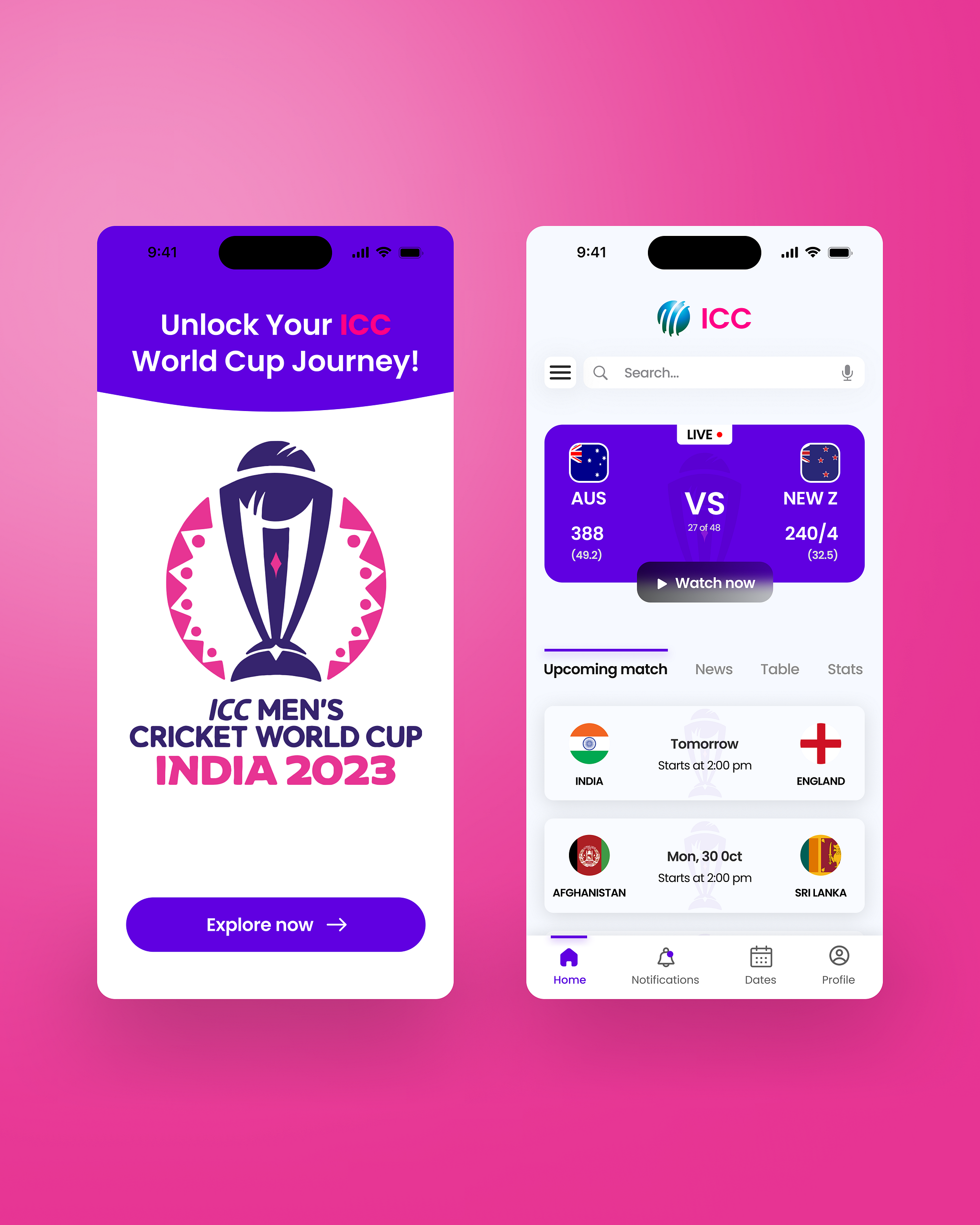 ICC cricket world cup app by Vikram Shinde on Dribbble