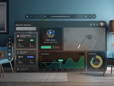 Cargo Delivery Dashboard | Vision Pro Design cargo dashboard dashboard design freight logistics logistics dashboard design parcel shipping transportation ui vision pro vision pro ui design