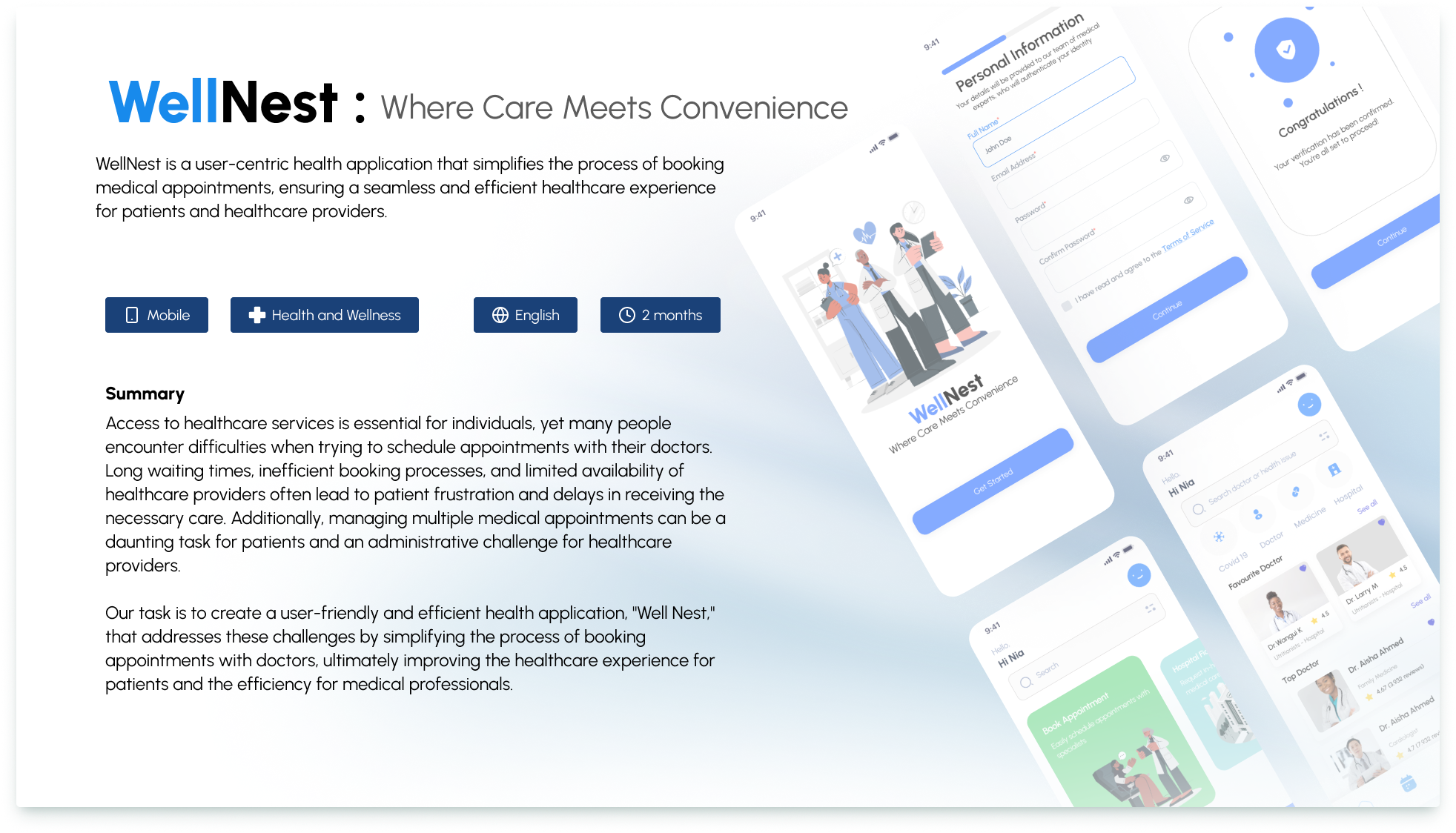 WellNest : Booking Medical Appointments Made Easy case study figma healthcare product design ui uiux design user research ux