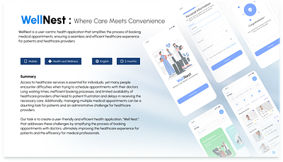 WellNest : Booking Medical Appointments Made Easy case study figma healthcare product design ui uiux design user research ux