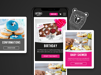 Offbeat Donuts - Food & Beverage eCommerce Mobile Design branding design donuts ecommerce graphic design illustration ui ux vector web webdesign website