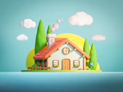 Little House 3d 3d art 3d design blender colorful cute house