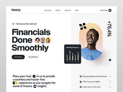 RiseUp Website design finance finance website financial fintech fintech startup fintech website interface investment money product service startup transaction ui ux web website