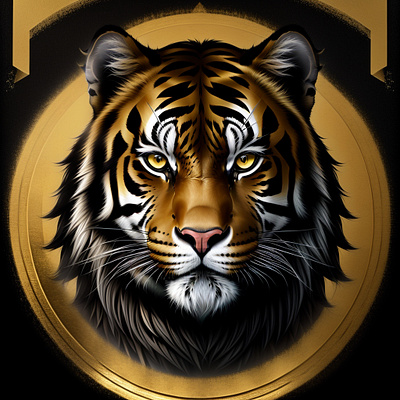 Tiger in black gold graphic design tiger