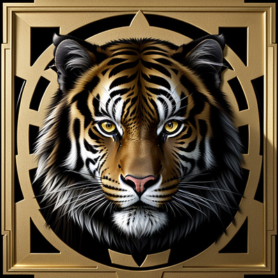 Tiger in gold black graphic design tiger