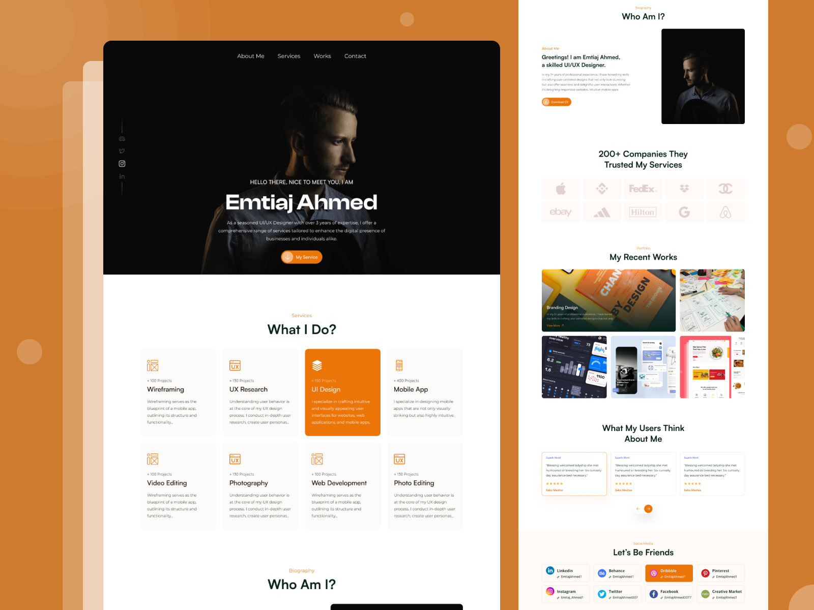 Personal website design by Emtiaj Ahmed on Dribbble