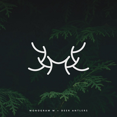 Monogram "M" + Deer antlers Logo design . branding design graphic design icon illustration logo symbol ui ux vector