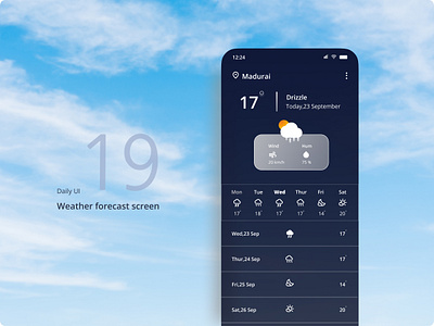 Weather forecast screen app design daily ui design mobile design ui ux weather forecast screen
