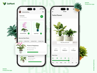 Plant Growing - Mobile App appdesign checkout designstudio goplant innovativeglance minimalistdesign mobileapp onlineshop plantcare uiuxdesign