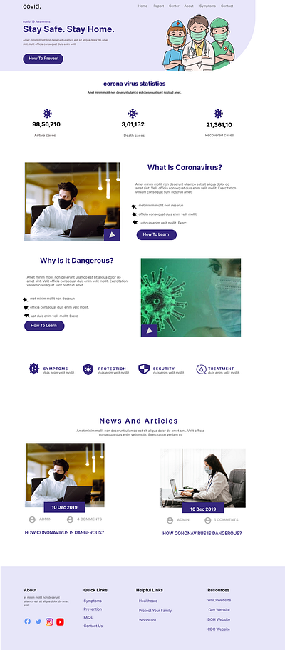 COVID-19 Awareness Website graphic design ui website design