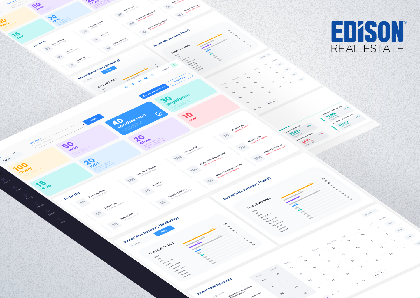 Edison Real Estate Marketing Dashboard abstract branding corporate creative dashboard design edison illustration logo marketing realestate ui uidesign uiux