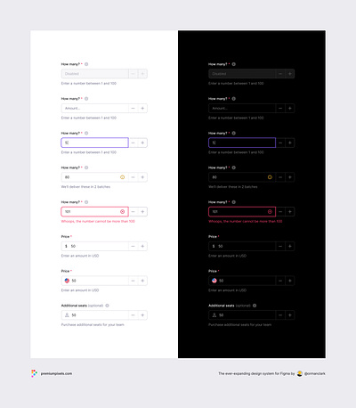 Number Inputs ✨ amount clean clean ui dark dark mode design system error field figma focus form input minimal number ui ui kit ux