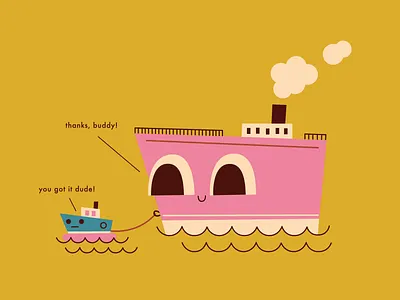 Buddies boat cute illustration ship vector vector illustration