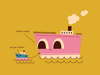 Buddies boat cute illustration ship vector vector illustration