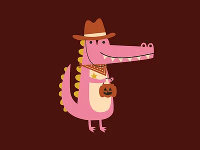 Dino Cowboy alligator cowboy cowboy costume crocodile cute cute illustration halloween halloween costume illustration trick or treat vector vector illustration