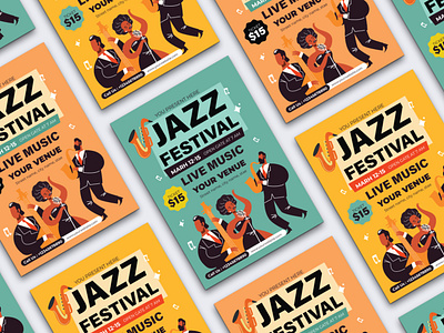 Brochure Template for Jazz music festival brochure flyer graphic design graphicasset jazzfestival print