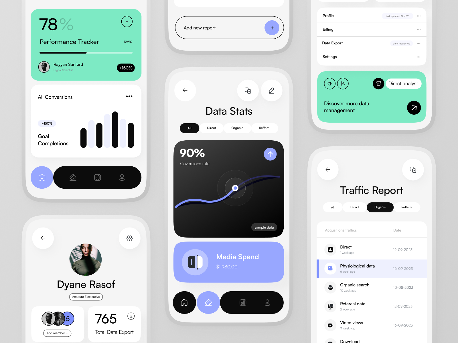 DataLab - Mobile App analyst analytics chart data data analyst data management design figma graph graphic design mobile mobile app ui ui ux ux