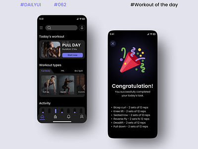 DailyUI Day062 - Workout of the day appdesign branding dailyui dailyui062 dailyuichallenge design figma fitness learning mobileappdesign oftheday ui uidesign uiuxdesigner userinterfacedesigner workout