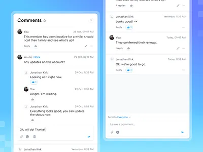Comments slide-out 🌊 aesthetic blue clean comments cool figma minimal perfect slide out ui ux