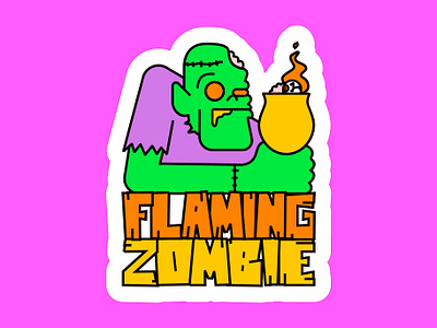Flaming Zombie 🍹🔥🧟‍♂️ alcohol autumn character character design cocktail drinks fall flaming zombie halloween horror illustration living dead procreate scary spooky sticker stickers undead vector zombie
